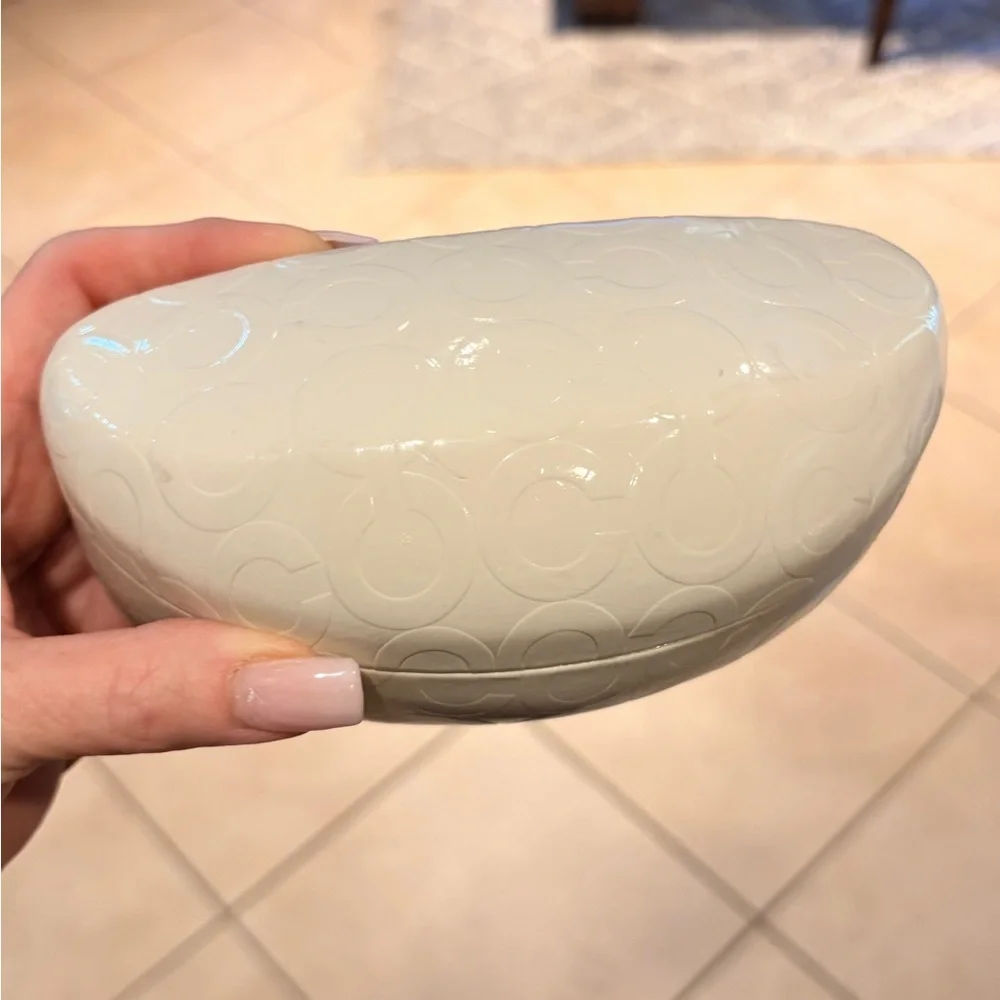 Coach White Embossed Sunglasses Case Large
